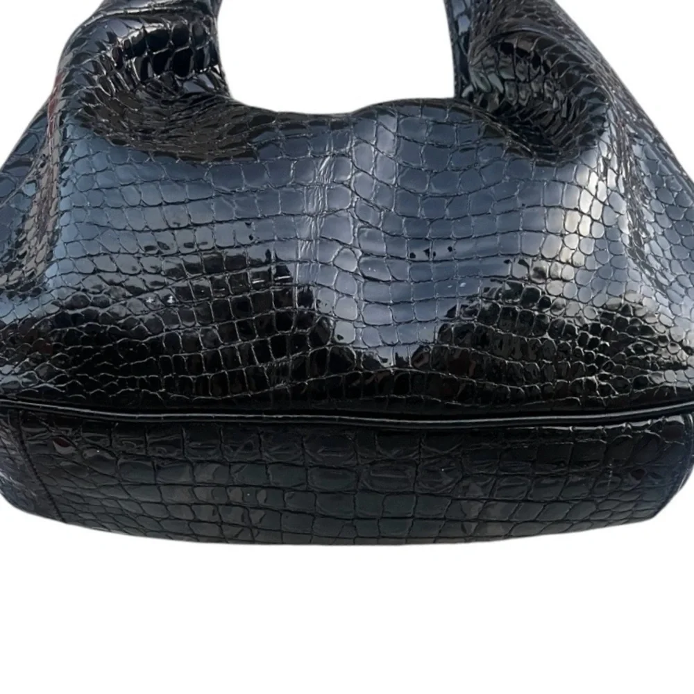 Michael Kors Luxurious Black Croc Embossed Hobo Bag